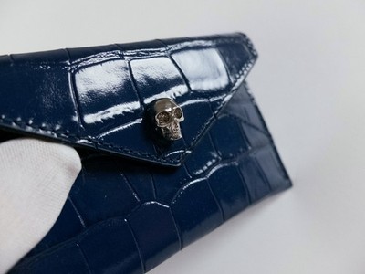 NO CUSTOMS TAX ALEXANDER MCQUEEN Skull dark blue croc effect