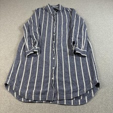 Banana Republic Shirt Dress Women Large Blue Stripe Linen Blend Heritage Nautica