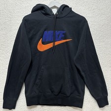 Nike Club Fleece Black Safety Orange Men's Pullover Hoodie FN3104-010 Size Small