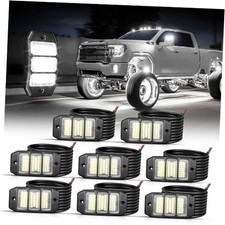 8PCS White Rock Lights - Super Bright Pure White 6000K LED Chips, 8 Pods