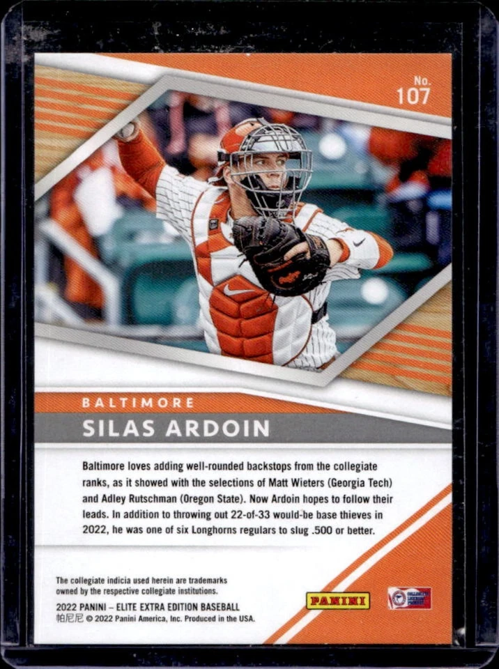 2022 Elite Extra Edition Silas Ardoin Aspirations Blue #6/349 Orioles - Image 2 of 2