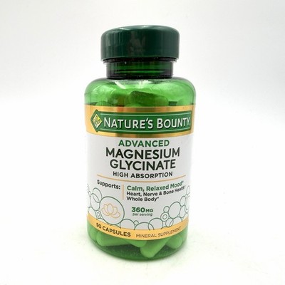 Natures Bounty 360mg Advanced Magnesium Glycinate 90 cap High Absorption 2027+