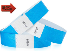 Wristco Neon Blue Tyvek Wristbands for Events - 500 Count    X 10  - Waterproof
