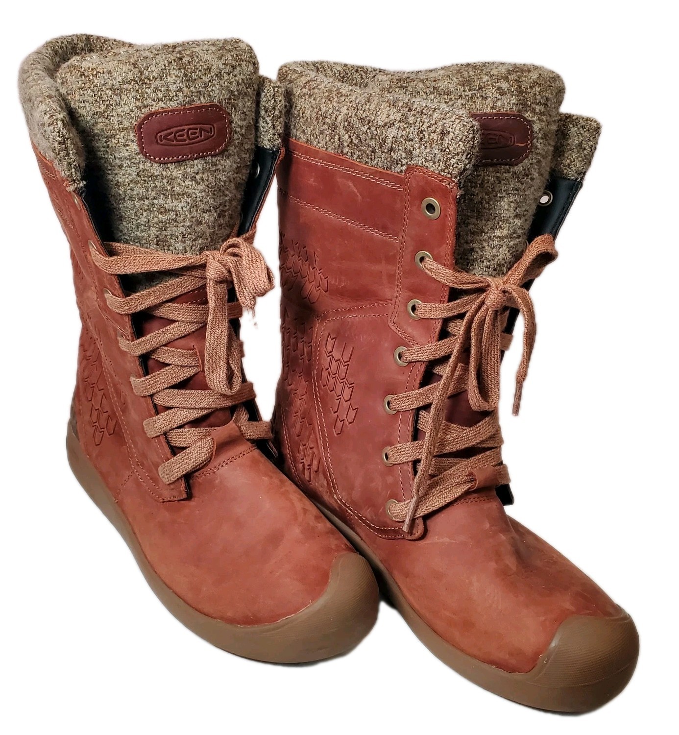 Stivali Keen donna taglia 10 metà polpaccio scamosciati impermeabili invernali neve marrone