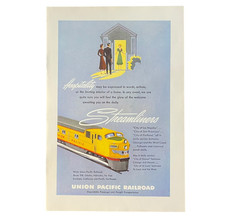 Vintage 1950 Magazine Ad Union Pacific Railroad Streamliners Passenger Full Page