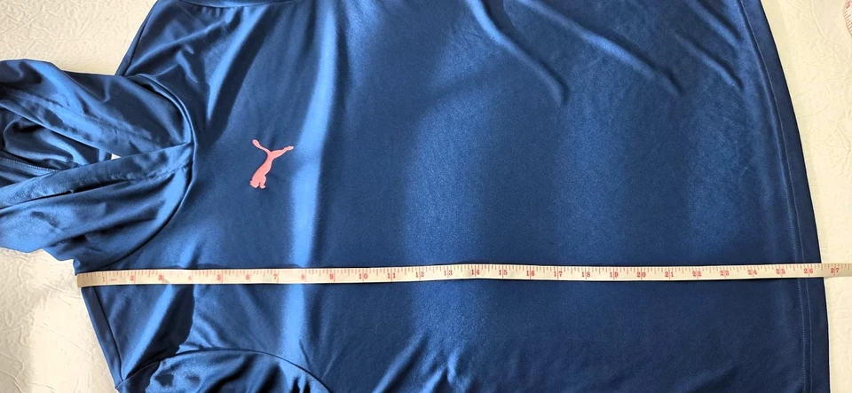 Puma Mujer Titan Sudadera con Capucha Azul Con Estampado Rosa Logo UV Manga Larga Top Talla S Foto 3 de 4