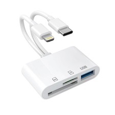 5 in 1 SD Card Reader for iPhone 17 17e 16 16e 15 14 13, USB-C  Lightning