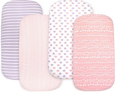3-Pack Organic Cotton Bedside Sleeper Bassinet Sheets   Soft Breathable Fitted