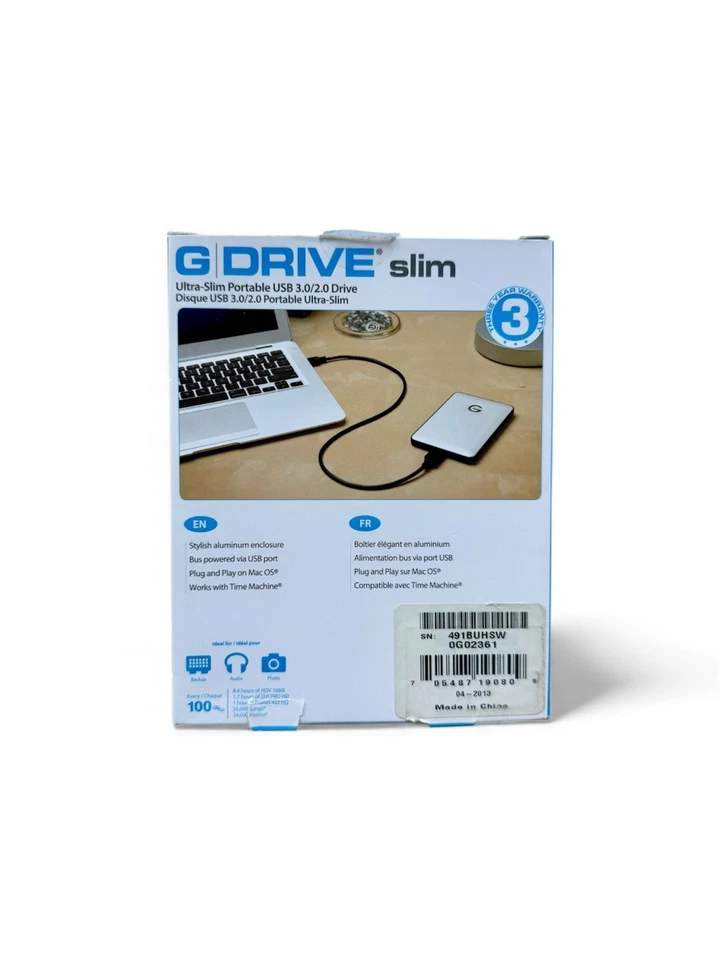 G-Technology 500GB G-DRIVE slim Portable Hard Drive USB 3.0 0G02361. PC/ MAC - Image 3 of 4
