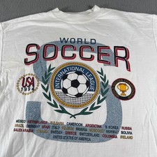 Vintage 1994 World Soccer Championship Shirt White Futbol International Large
