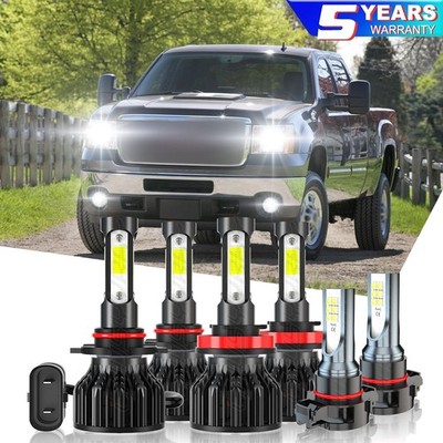 For 2007-2013 GMC Sierra 1500 6000K LED Headlight Hi/Lo Fog Light Bulbs Combo