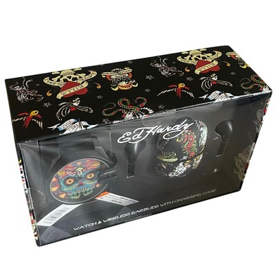 (#135) ED HARDY TRUE WIRELESS EARBUDS WITH CHARGING CASE Ed Hardy True Wireless Earbuds, Light Blue, New in Box | eBay main image 2