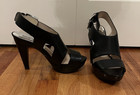MICHAEL Michael Kors Size 7M CARLA SANDALS Black Leather PLATFORM Heels — photo 1