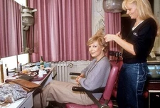 Dagmar Berghoff and make up artist at Studio am in Hamburg Germany Old Photo 1