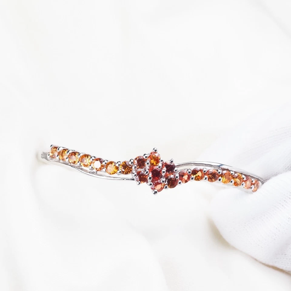 Estupendas pulseras y dijes de zafiro naranja ombre joyería de plata de ley 925 Foto 2 de 4
