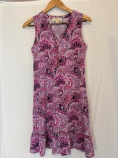 Michael Kors Women's XS Pink Purple Paisley Sleeveless Ruffle Hem Dress