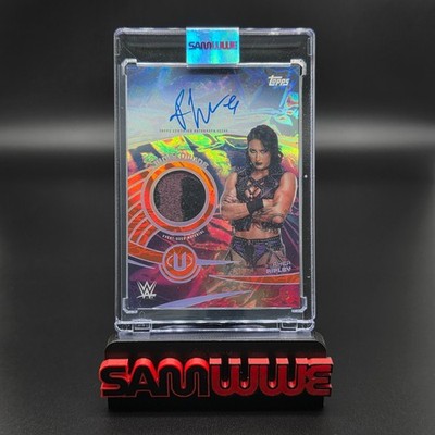 2025 WWE Topps Universe Rhea Ripley Worldwide Relic Autographs Orange Warp /25