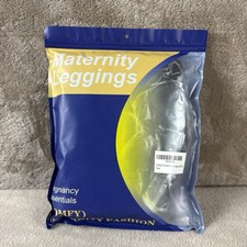 Womens Maternity Leggings Over The Belly Pants Black Grey 2 Pack, Medium