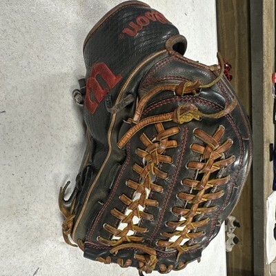 Wilson Leather Baseball/Softball Glove 5-Finger Style Black Brown Red