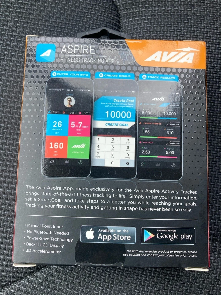 Avia Aspire Activity Tracker Black Brand New Activity Track AV-CF2003B - Image 2 of 2