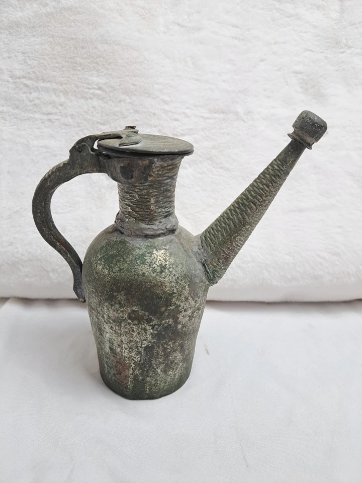 Antigua jarra turca de ewer/regadera hecha a mano arte primitivo años 1700-1800 Foto 3 de 4
