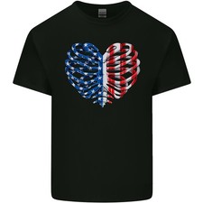 T-Shirt Bambini Bandiera Americana USA Con Struttura Costale