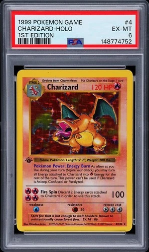 1999 POKEMON BASE SET 1ST EDITION #4 CHARIZARD-HOLO PSA 6