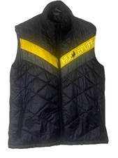 Harry Potter Hufflepuff Quilted Puffer Vest Robe Factory Black Yellow Adult Size