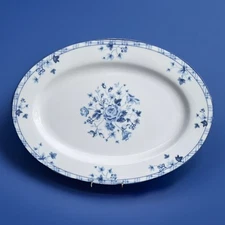 Laura Ashley Platter  Sophia 10" X 14" Blue & White VTG Oval DARLING EUC