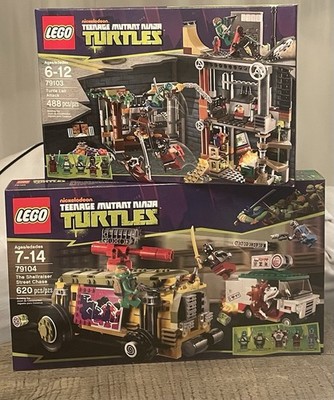 LEGO TMNT The Shellraiser Street Chase Turtle Lair Attack 79103 & 79104