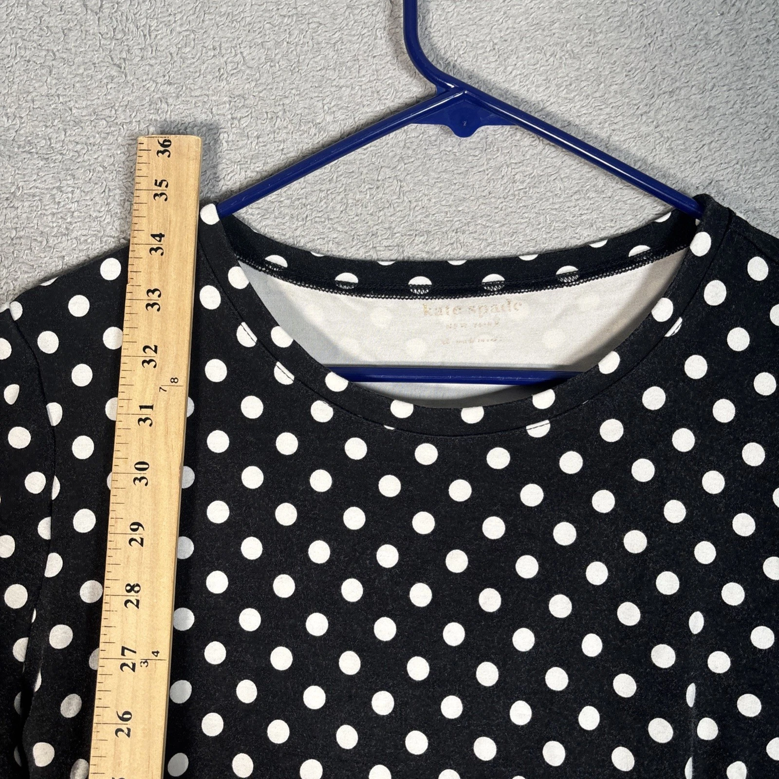 Abito donna Kate Spade Lia a pois con balza e maniche a ponte taglia XL nero