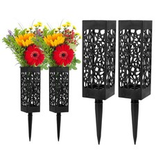 4 Pcs Cemetery Vases for Grave, 12 inch Memorial Cemetery Floral Holder Grave...