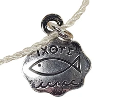 Vintage Sterling Silver Ichthus Fish Christian Charm w/ Tag from the Flints KC