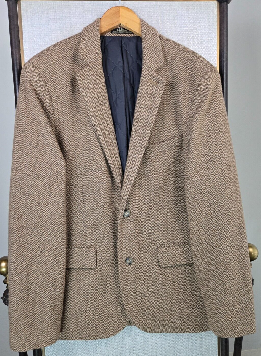 BEAN Mens Size 42R Primaloft Insulated Wool Herringbone