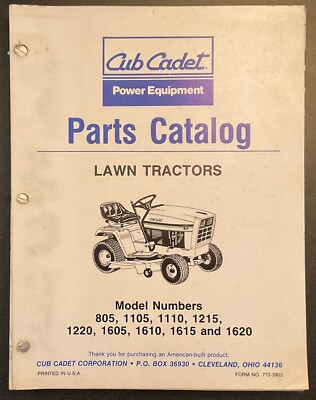 #ad Cub Cadet Parts Catalog 805 1105 1110 1215 1220 1605 1610 1615 1620. 772 3903 $15.95