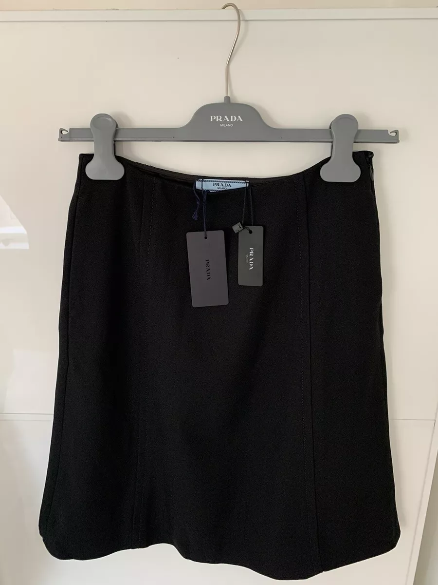 Prada Black Silk A Line Skirt Size 36 UK 4 Sable Made In Italy RRP 415