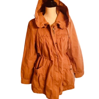 Etam Weekend Size 4 Hooded Parka Coat Jacket Boho Chic Size 36 Small Full Zip