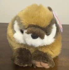 SWIBCO Vintage Puffkins SCOOTER Chipmunk Tag 6688 Brown Round Beanie Plush Toy