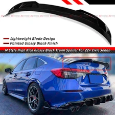 For 2022-2026 Honda Civic Sedan M Style Gloss Black High Kick Trunk Spoiler Wing