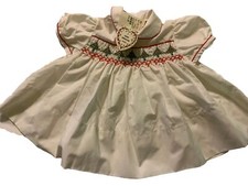 vintage hand smocked girls christmas dress 18 mos Sleeve Ayres Tag 1984