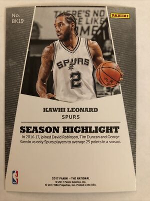 2017 PANINI KAWHI LEONARD NATIONAL CONVENTION EXCLUSIVE #BK19 | eBay