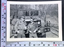 1955 Vintage Military Photo Snapshot Two Soldiers Standing in Front of Truck