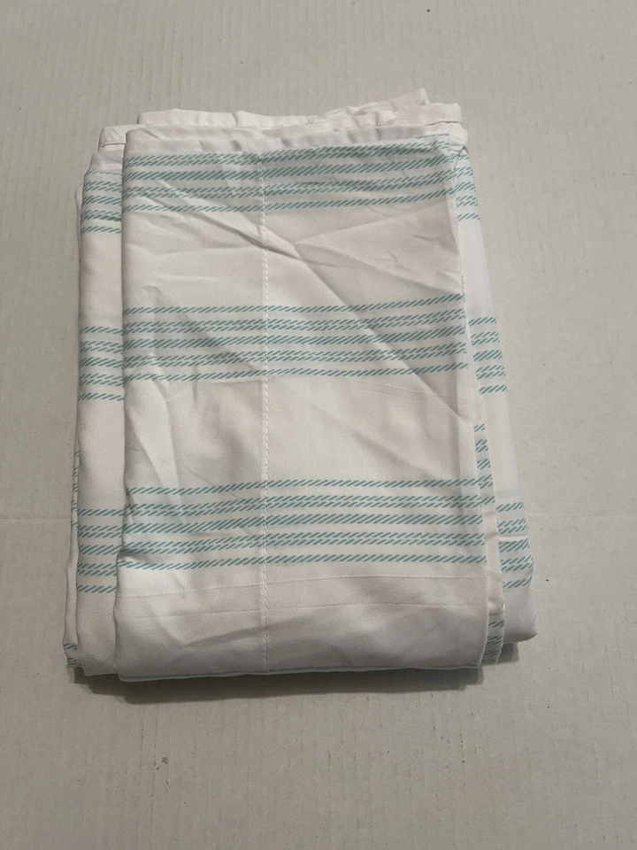 Sábana plana Concierge Collection verde blanco a rayas tamaño queen Foto 3 de 4