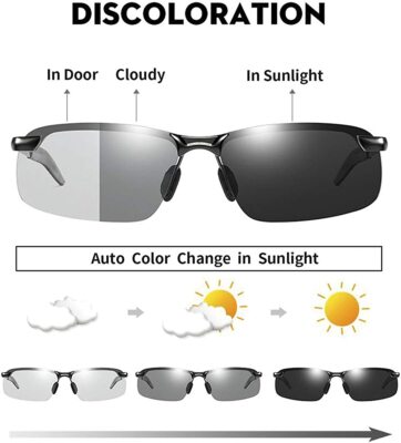 2x Polarized Photochromic Sunglasses Men Summer Driving Transition Lens Glasses