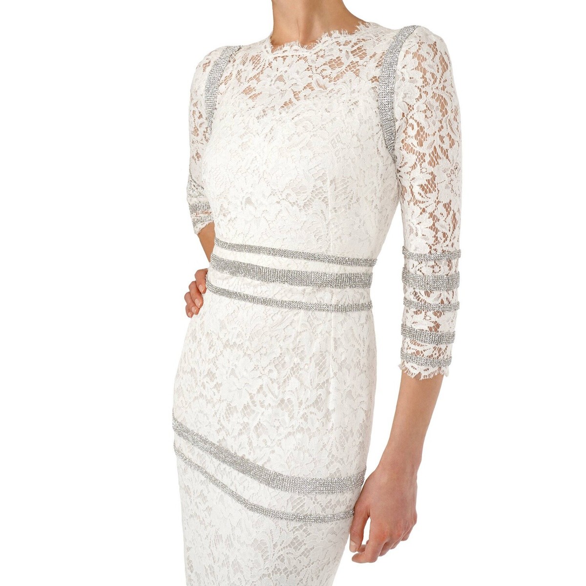 DOLCE&GABBANA ドレス DOLCE & GABBANA Wedding Crystal Lace Long Train Dress White