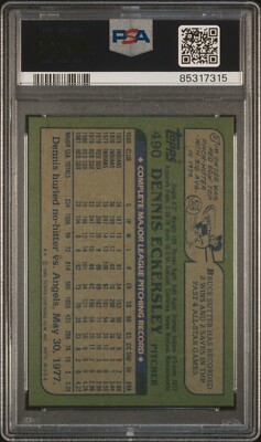 1982 TOPPS BLACKLESS ERROR B #490 DENNIS ECKERSLEY RED SOX GRADED