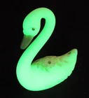 Vintage Fenton Swan Satin Custard UV Hand Painted Figurine Signed 4 1/4" Floral
