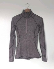 LULULEMON Quarter Zip Pullover Long Sleeve Top Purple Gray Stripe Size 4