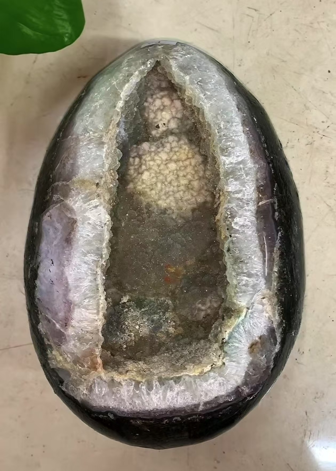 15.6LB Natural Rare Amethyst Geode Quartz Crystal Dinosaur Egg Reiki + STAND