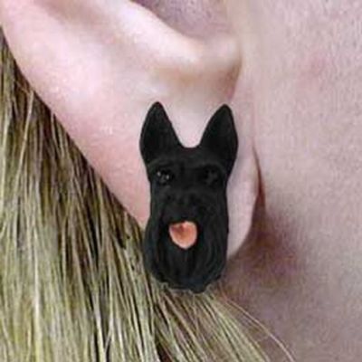 Scottish Terrier Tiny One Dog Head Post Earrings Jewelry